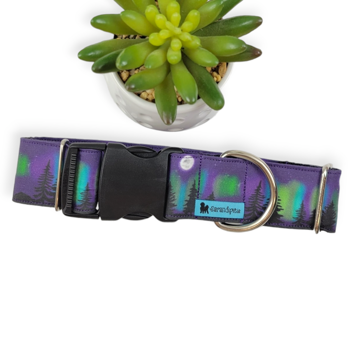 Northern Lights Dog collar (Large, 1.5" wide)