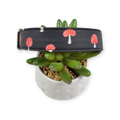 Toadstools on Black Dog collar (Medium, 1" wide)