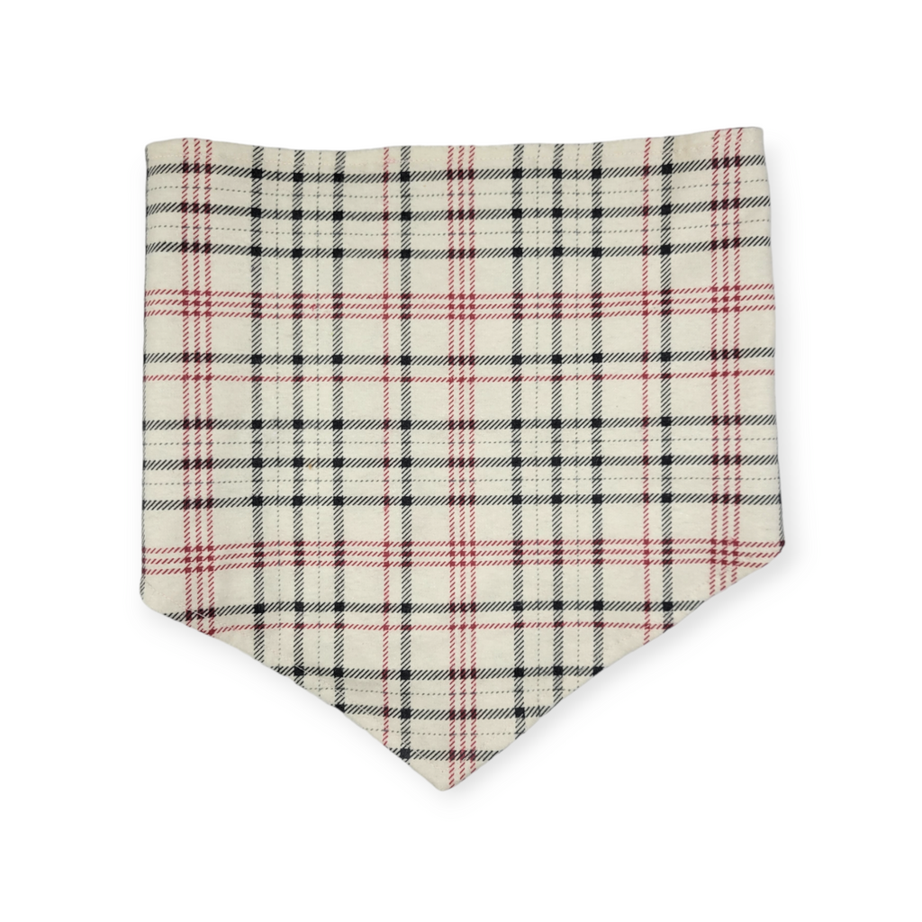 Dog Valentines/ Tan Plaid Reversible Tie-on Bandana (Large)