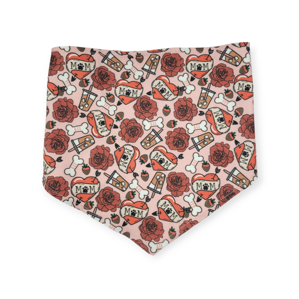 Dog Valentines/ Tan Plaid Reversible Tie-on Bandana (Large)