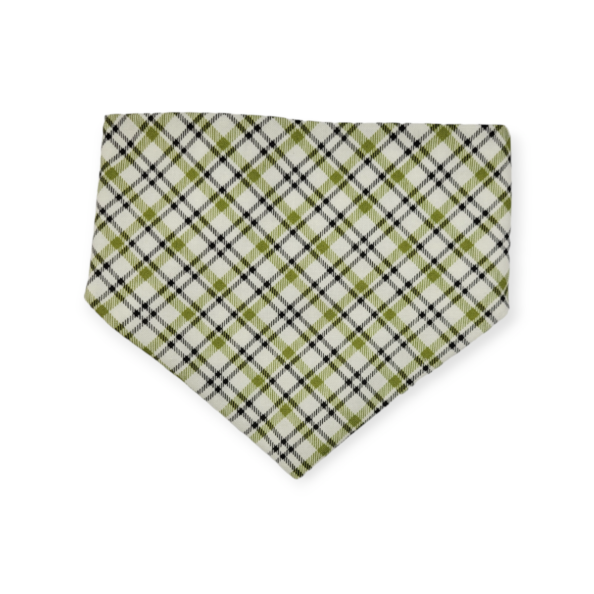 Rainbow Shamrock/Green Plaid Slip-on Scrunchie Bandana (Small)