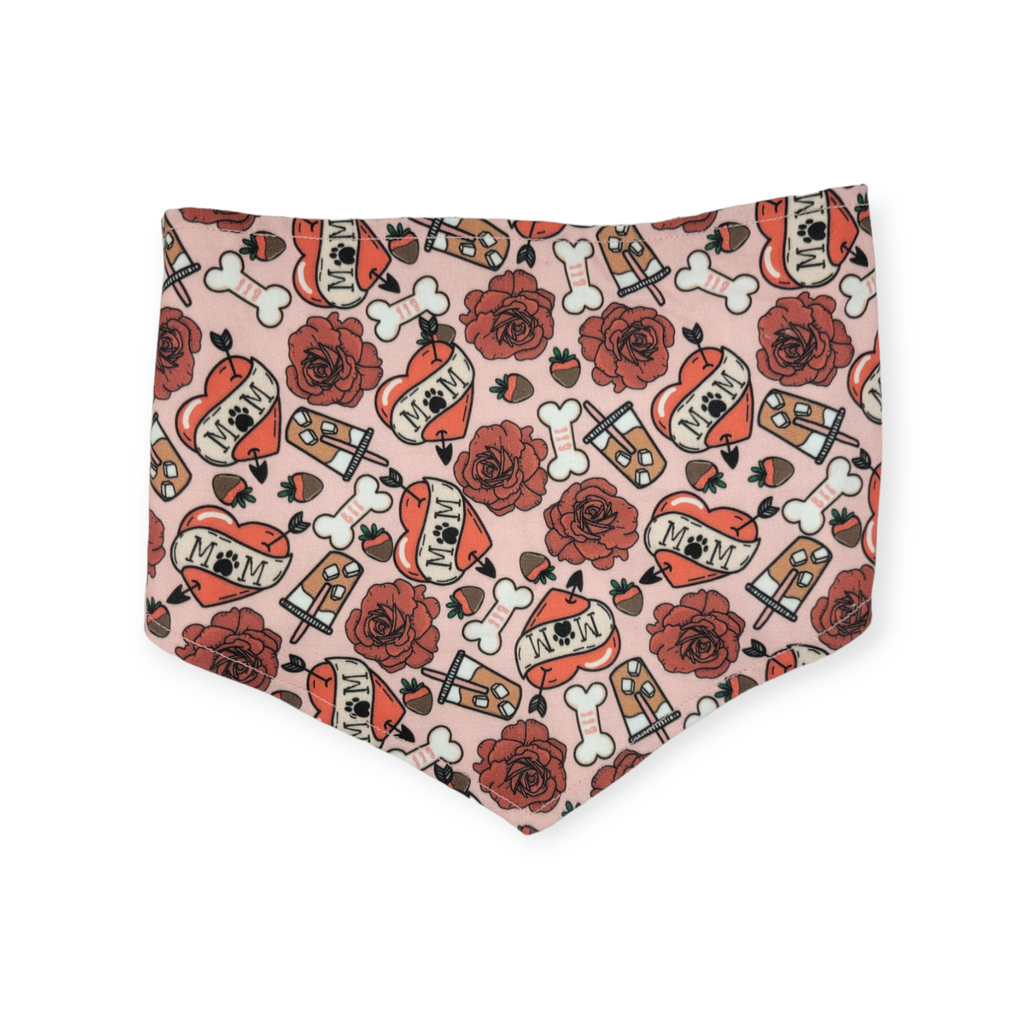 Dog Valentines/ Tan Plaid Reversible Tie-on Bandana (Medium)