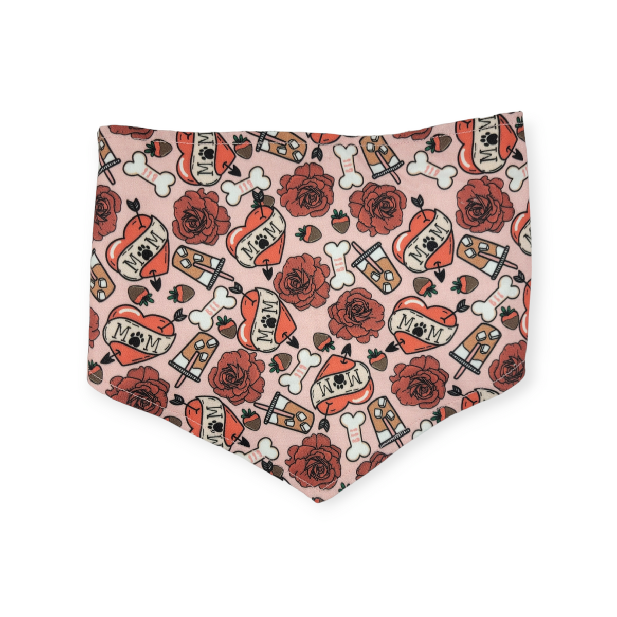 Dog Valentines/ Tan Plaid Reversible Tie-on Bandana (Medium)