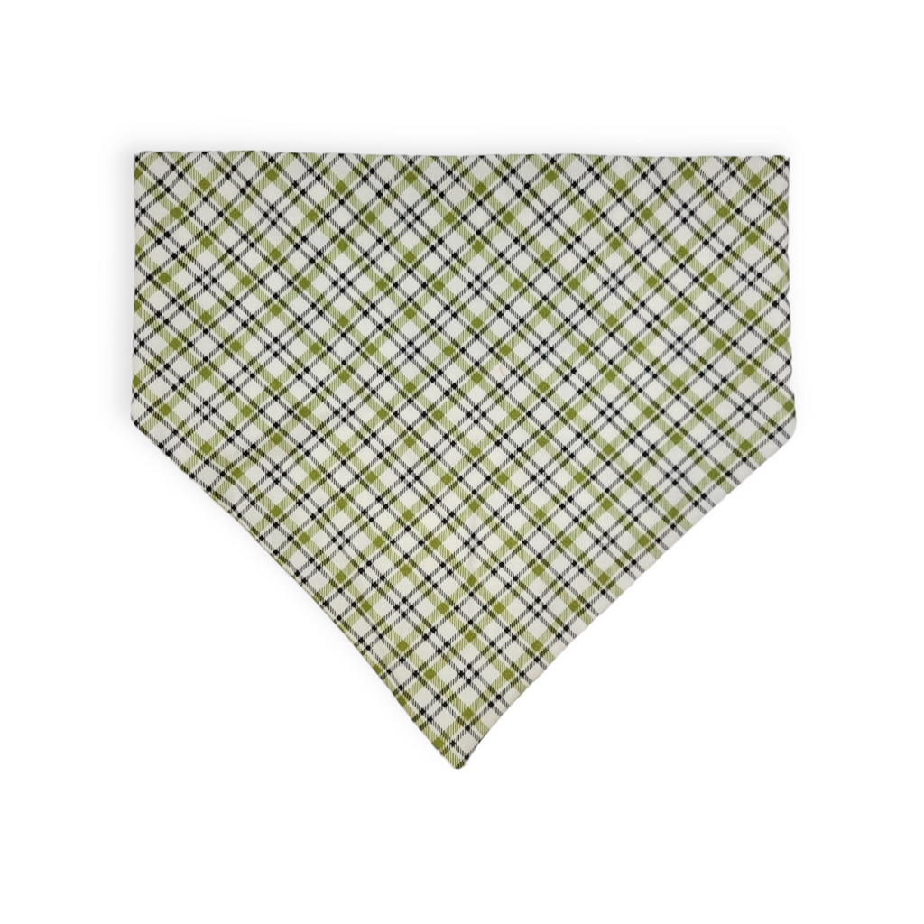 Rainbow Shamrock/Green Plaid Slip-on Scrunchie Bandana (X-Large)
