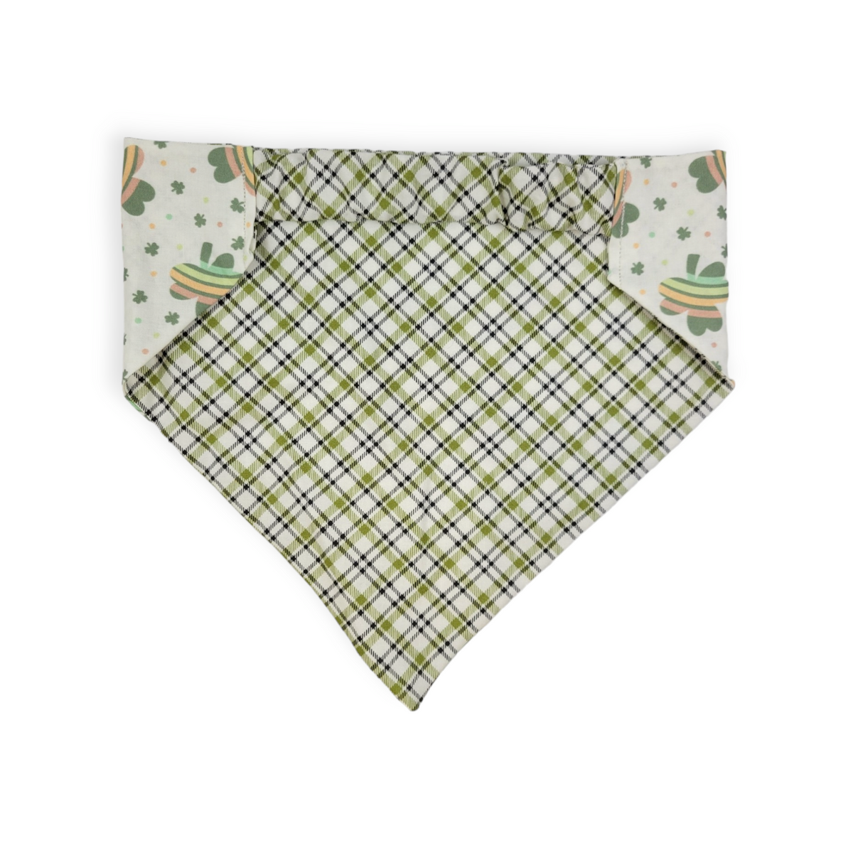 Rainbow Shamrock/Green Plaid Slip-on Scrunchie Bandana (Large/X-Large)