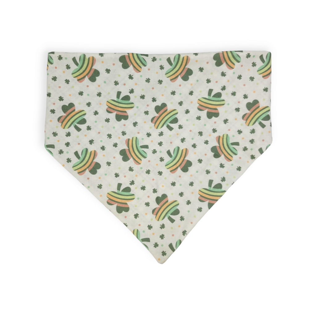 Rainbow Shamrock/Green Plaid Slip-on Scrunchie Bandana (X-Large)