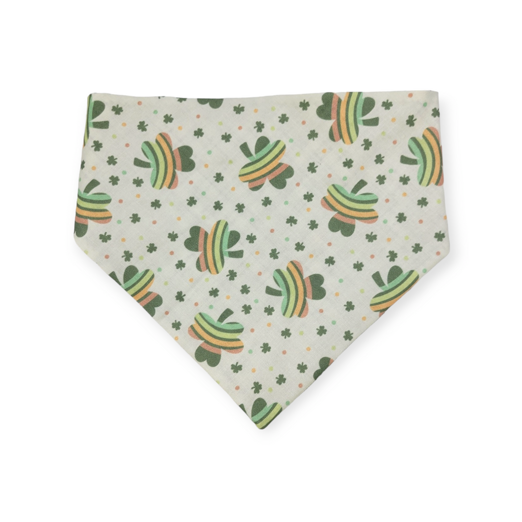 Rainbow Shamrock/Green Plaid Slip-on Scrunchie Bandana (Medium/Large)