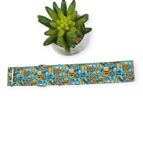 Beer on Aqua Dog Collar (X-Large, 1.5" wide)
