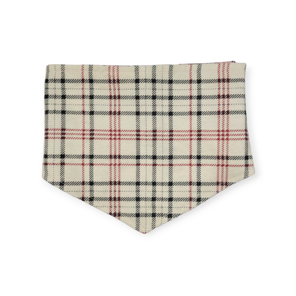 Dog Valentines/ Tan Plaid Reversible Tie-on Bandana (Small)