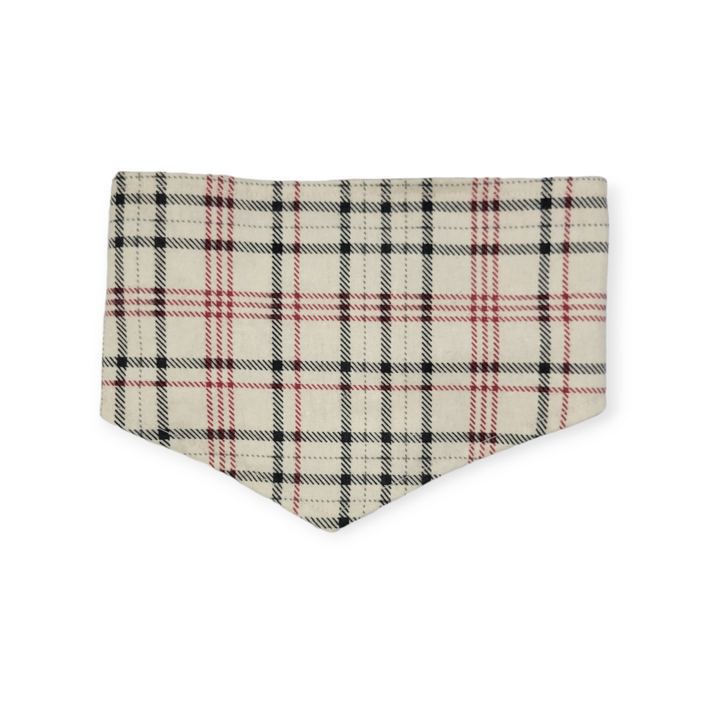 Dog Valentines/ Tan Plaid Reversible Tie-on Bandana (X-Small)