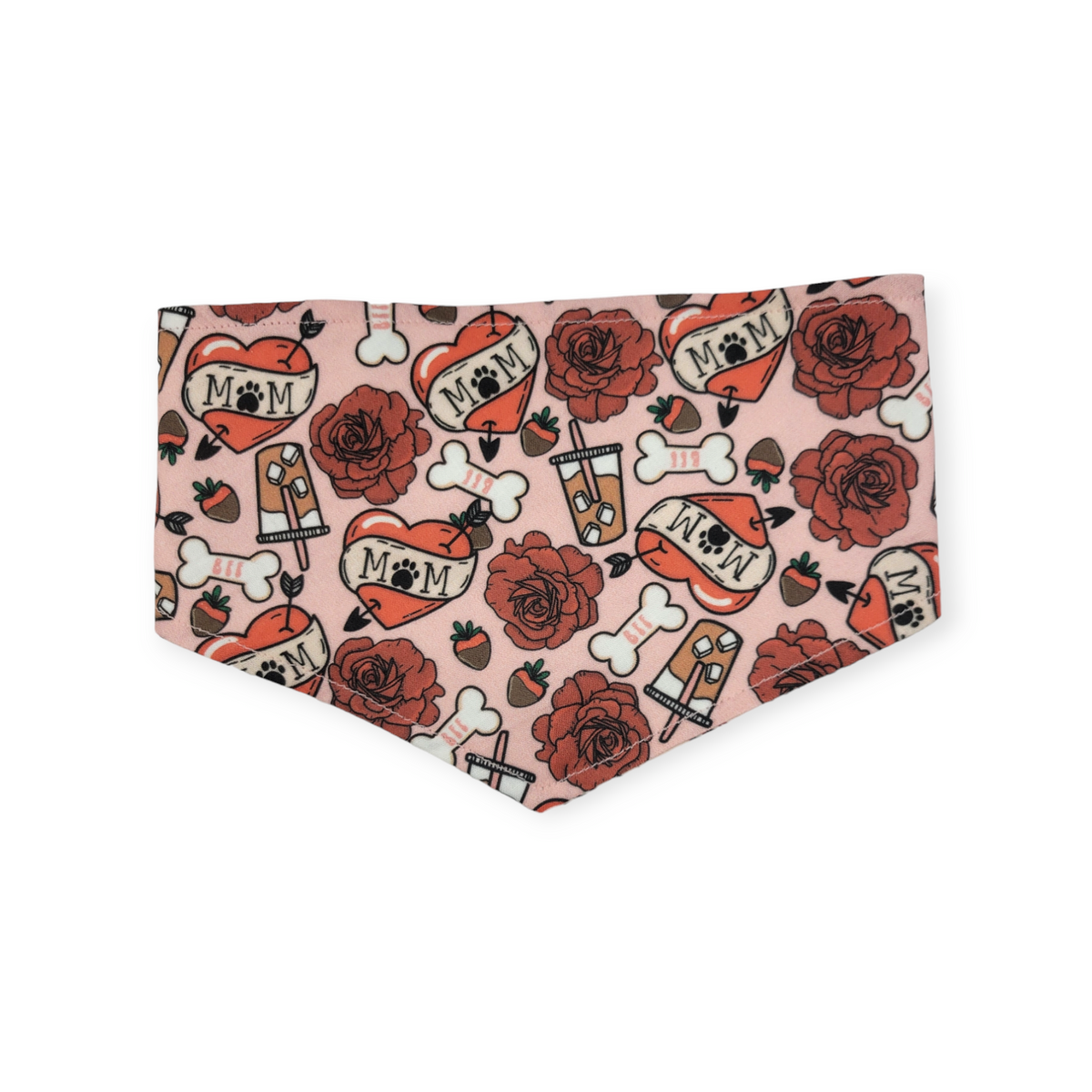 Dog Valentines/ Tan Plaid Reversible Tie-on Bandana (X-Small)