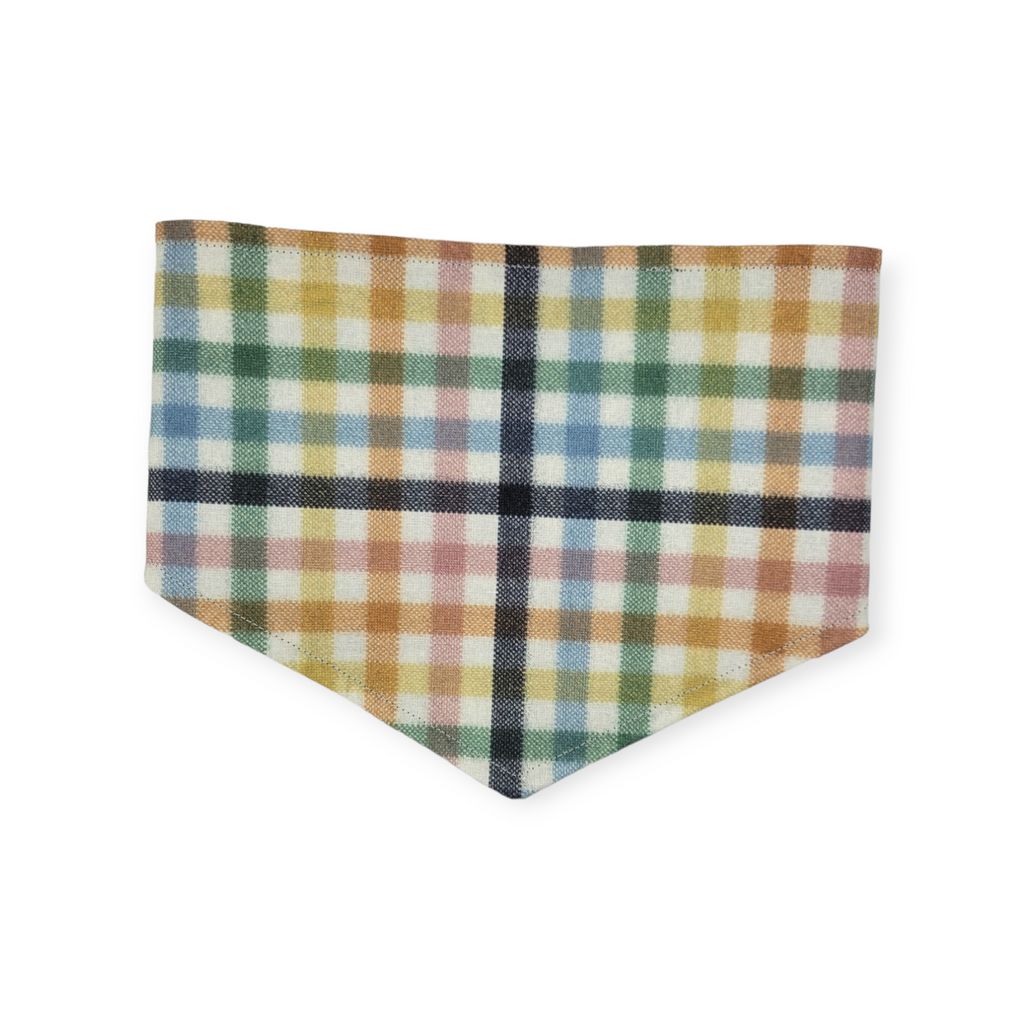 Lucky Charms/ Rainbow Plaid Reversible Tie-on Bandana (Small)
