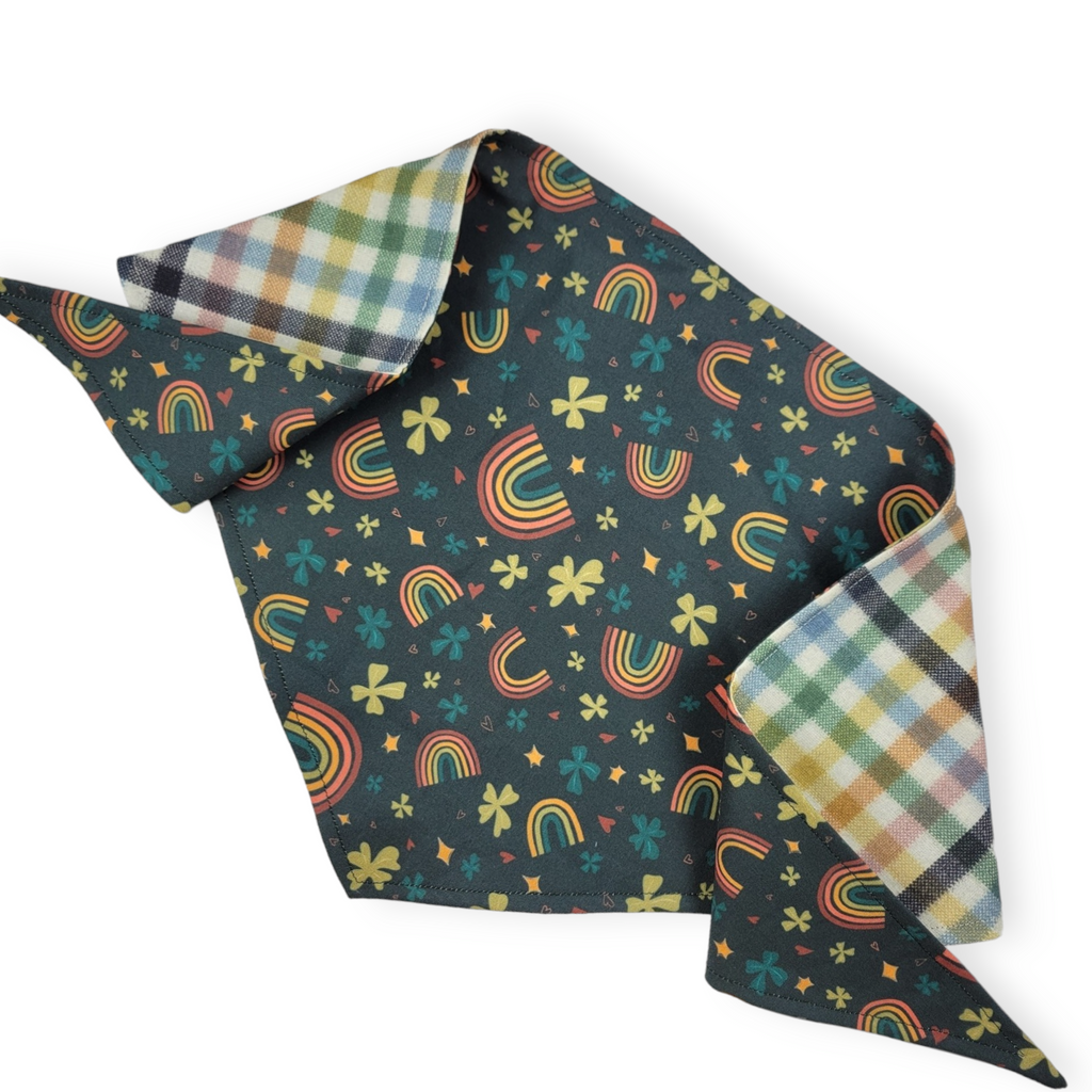 Lucky Charms/Rainbow Plaid Reversible Bandana