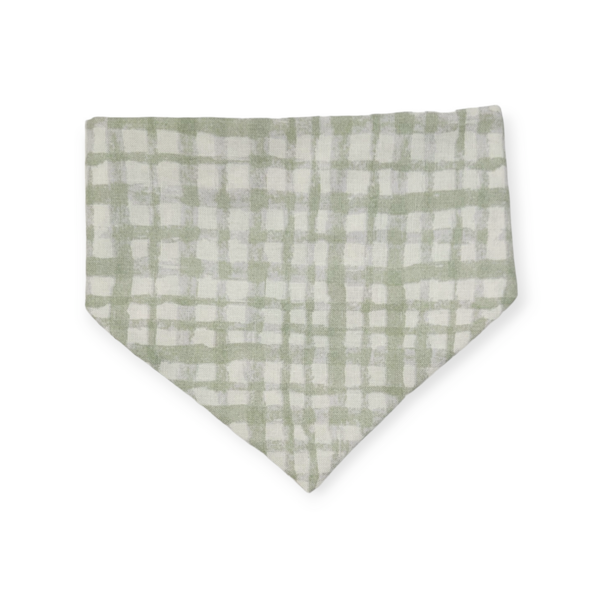 St. Patrick's Day Lucky Dog / Gingham Sage Plaid Slip-on Scrunchie Bandana (X-Small/Small)