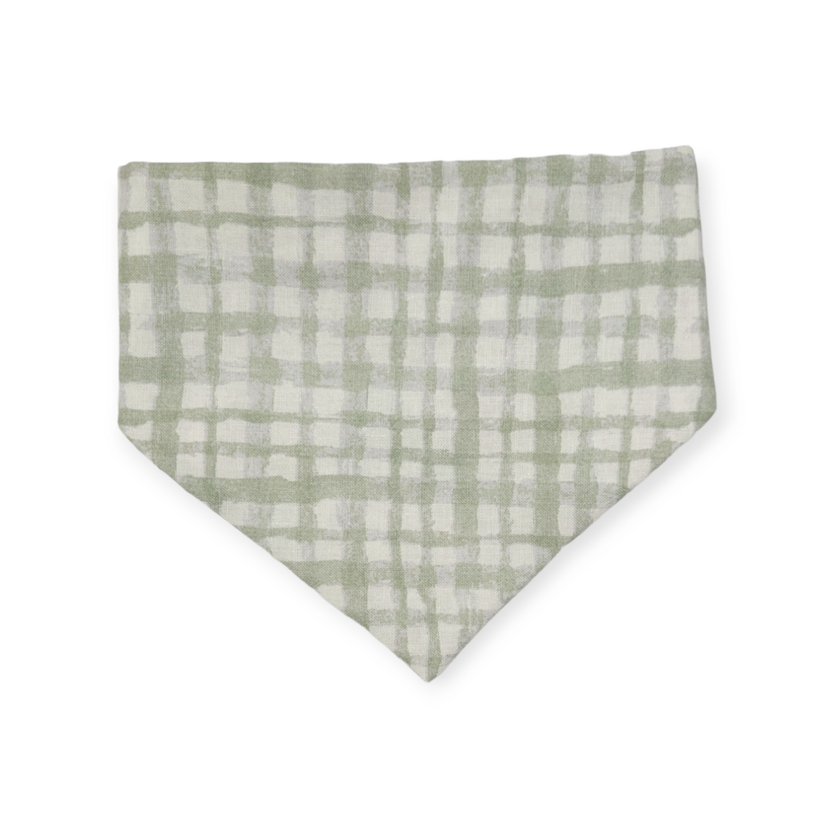 St. Patrick's Day Lucky Dog / Gingham Sage Plaid Slip-on Scrunchie Bandana (Small)
