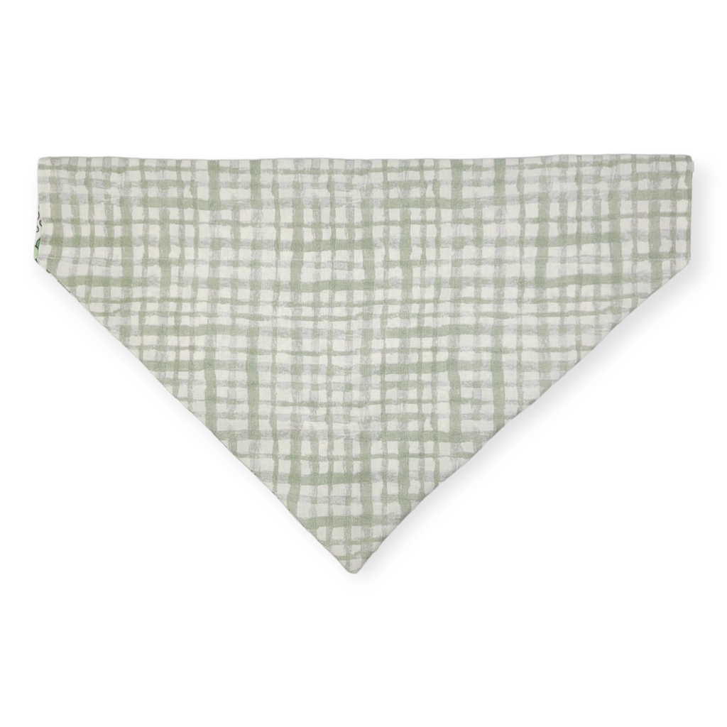 St. Patrick's Day Lucky Dog / Gingham Sage Plaid Slide-on Bandana (X-Large)