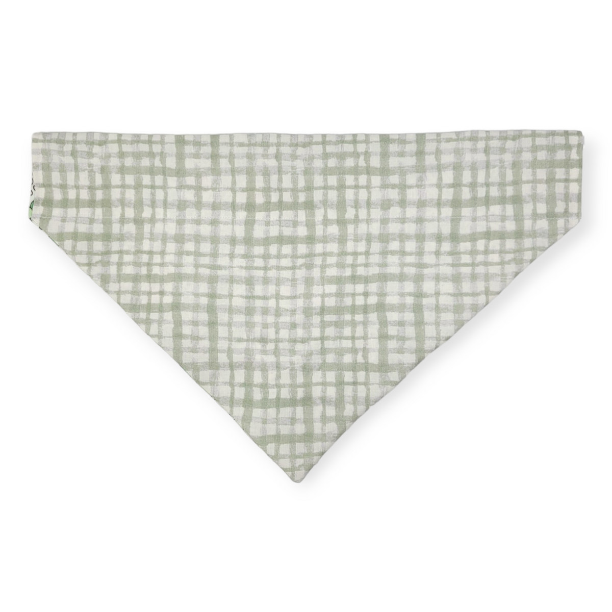 St. Patrick's Day Lucky Dog / Gingham Sage Plaid Slide-on Bandana (X-Large)