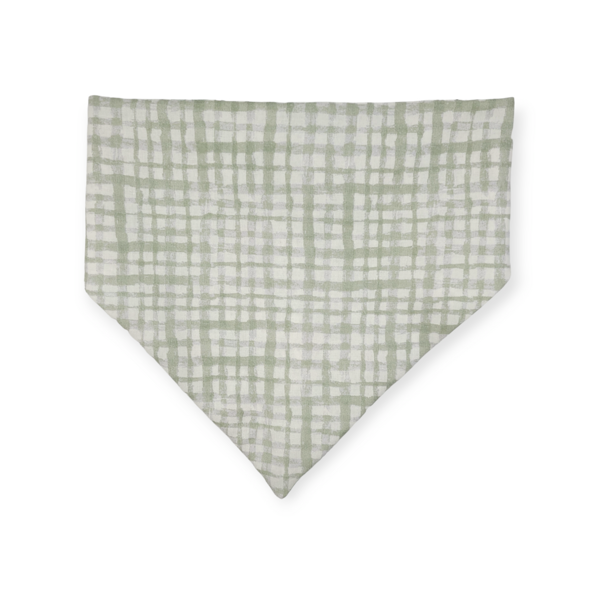 St. Patrick's Day Lucky Dog / Gingham Sage Plaid Slip-on Scrunchie Bandana (X-Large)