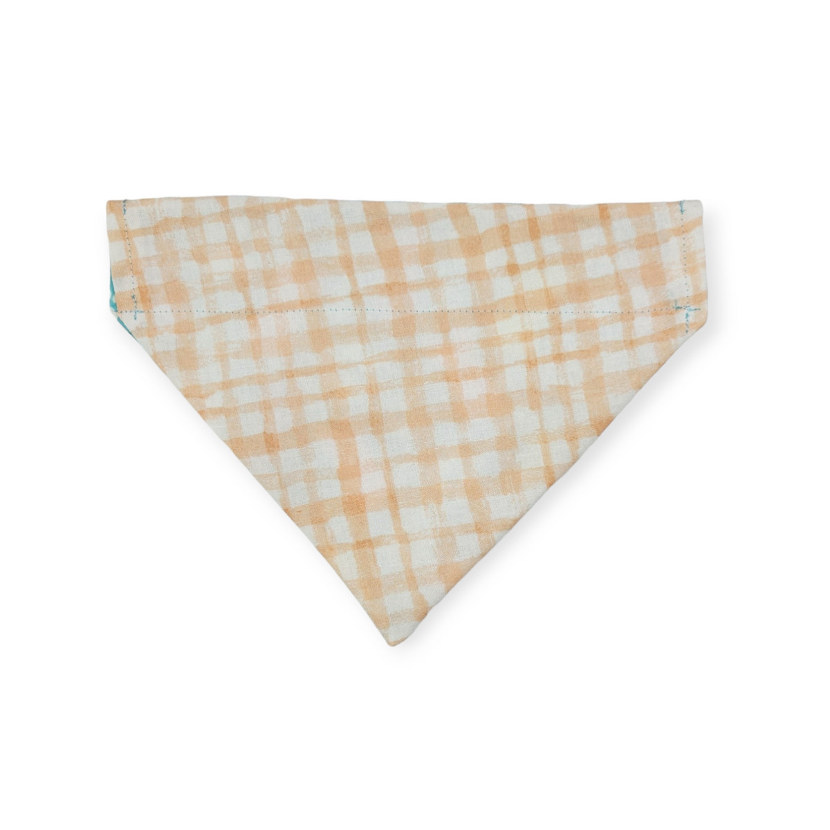 Easter Bunny Paw Prints/ Peach Gingham Plaid Reversible Slide-on Bandana  (Small)