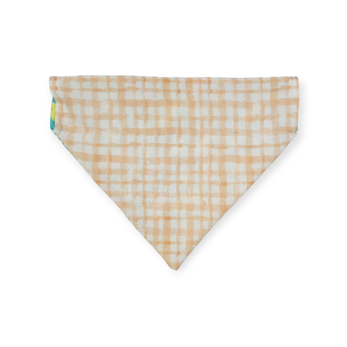 Easter Bunny Paw Prints/ Peach Gingham Plaid Reversible Slide-on Bandana (Medium)
