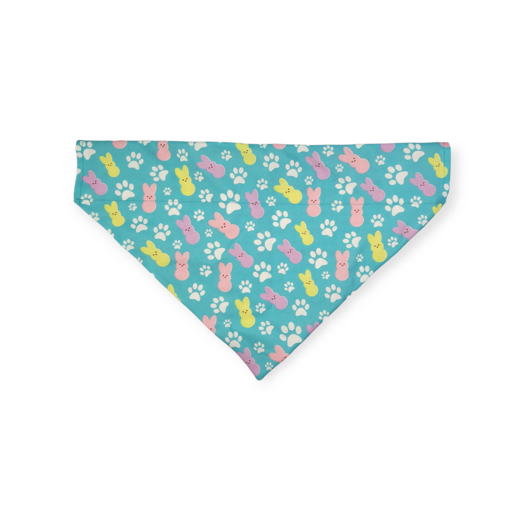 Easter Bunny Paw Prints/ Peach Gingham Plaid Slide-on Bandana (X-Large)