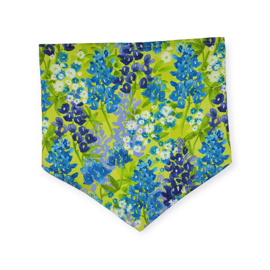 Wild Blossoms/ Artichoke Plaid Reversible Tie-on Bandana (Large)