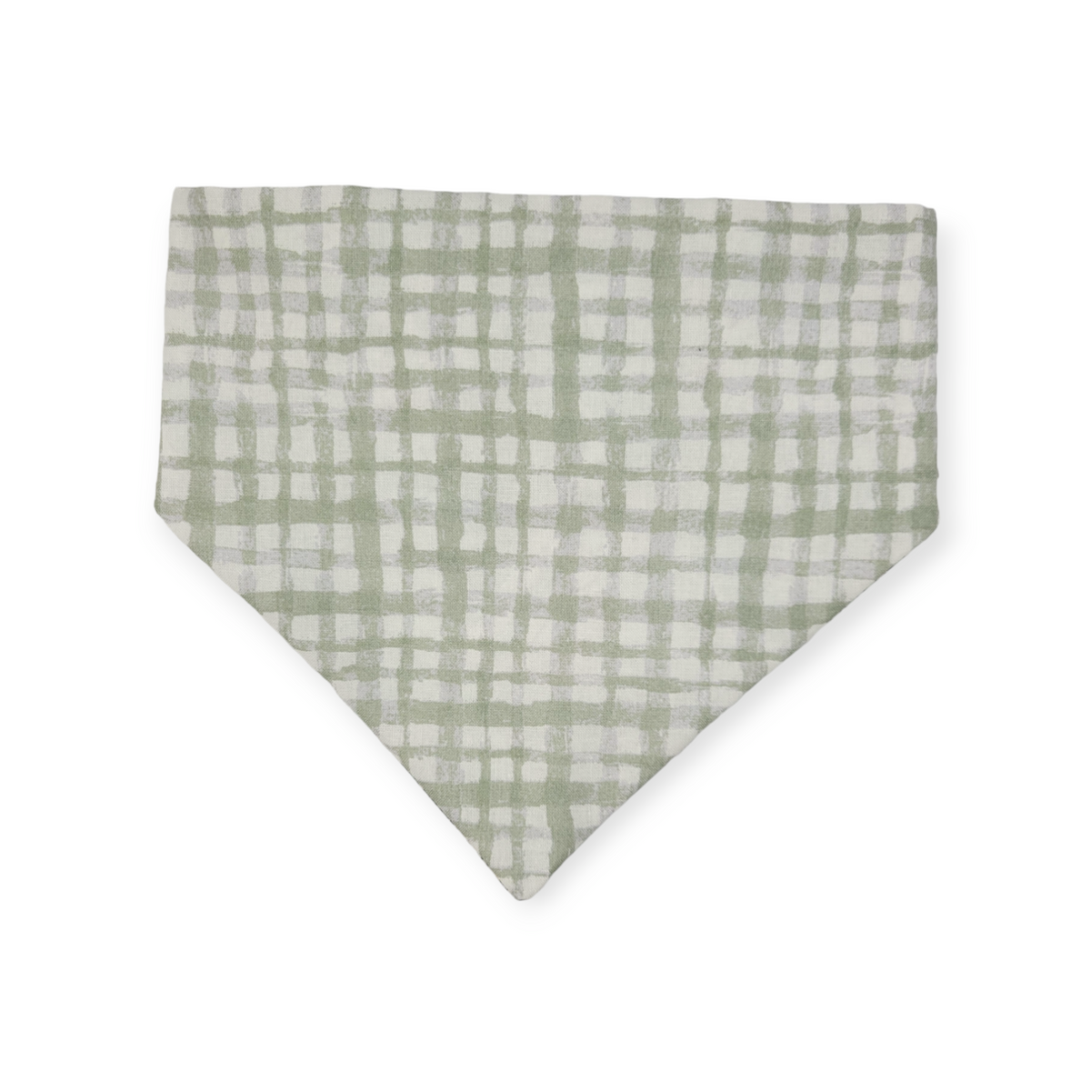 St. Patrick's Day Lucky Dog / Gingham Sage Plaid Slip-on Scrunchie Bandana (Medium/Large)