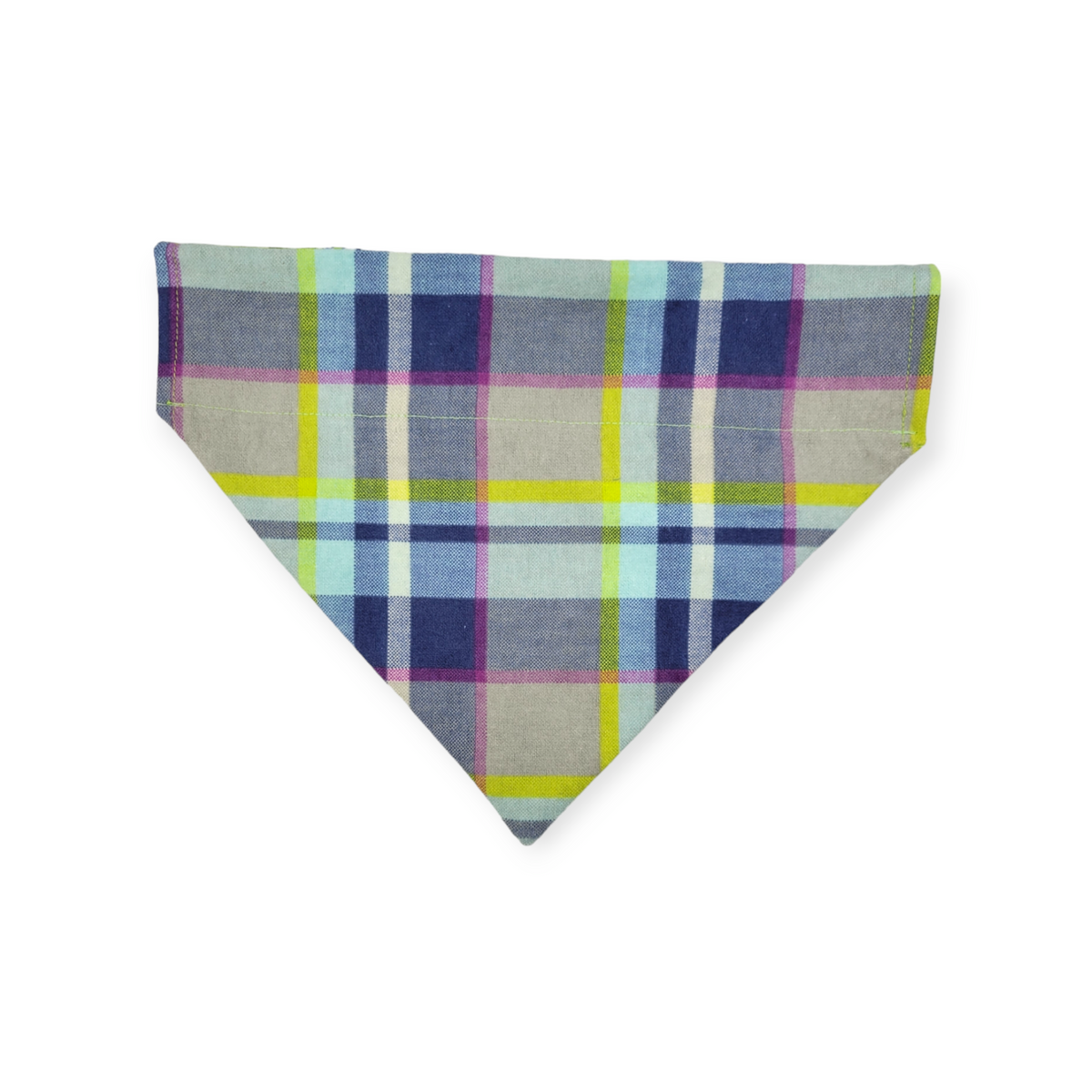 Wild Blossoms/ Artichoke Plaid Reversible Slide-on Bandana (Medium)