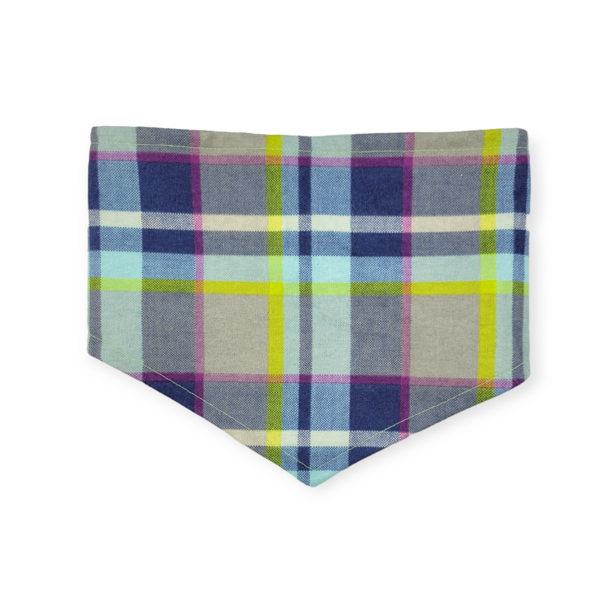 Wild Blossoms/ Artichoke Plaid Reversible Tie-on Bandana (Small)