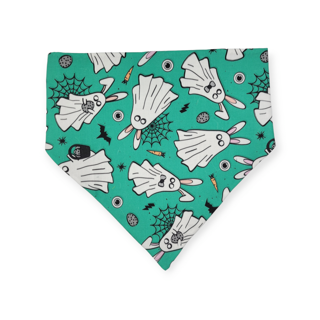 Easter Ghosts/ Black Plaid Slip-on Scrunchie Bandana (X-Large)
