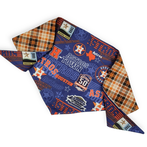 Astros/ Orange Plaid Reversible Tie-on Bandana (Large)