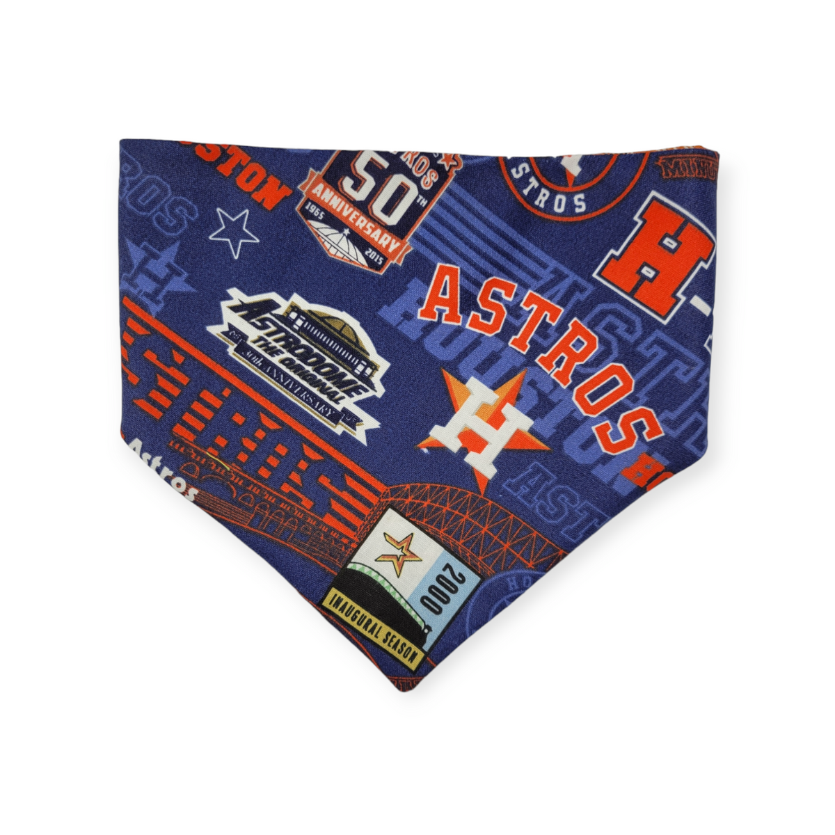 Astros/ Orange Plaid Slip-on Scrunchie Bandana (Medium)