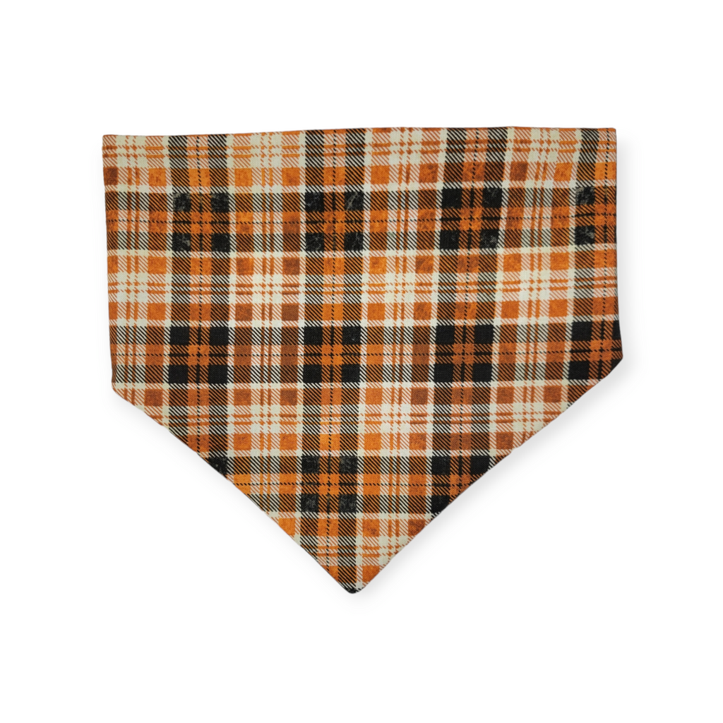 Astros/ Orange Plaid Slip-on Scrunchie Bandana (Medium)