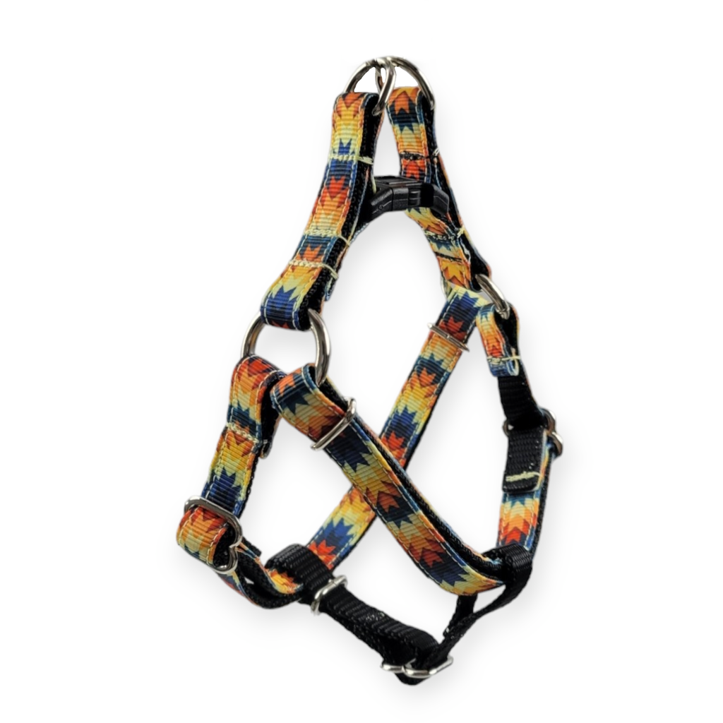 Blue & Orange Southwestern Step-In Harness (XX-Small)