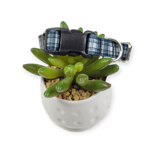 Black And White Plaid dog collar (Small)