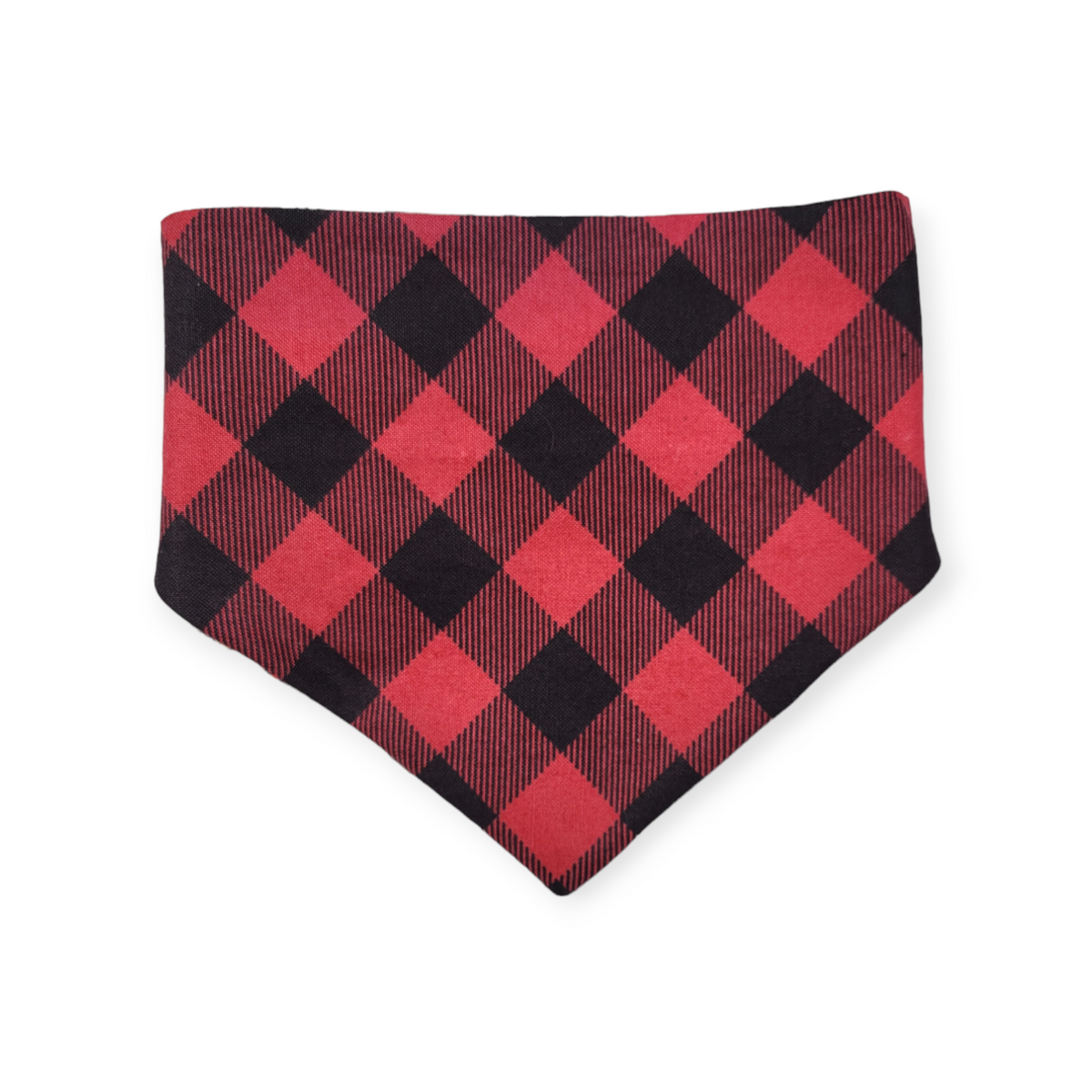 Christmas Mushrooms/Red Buffalo Plaid Slip-on Scrunchie Bandana (Small)
