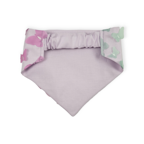 3D Pastel Rainbow Butterflies on Purple Slip-on Scrunchie Bandana (Medium) - #1