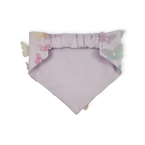 3D Pastel Rainbow Butterflies on Purple Slip-on Scrunchie Bandana (Medium) - #2