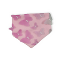 3D Pastel Rainbow Butterflies on Pink Slip-on Scrunchie Bandana (X-Small)