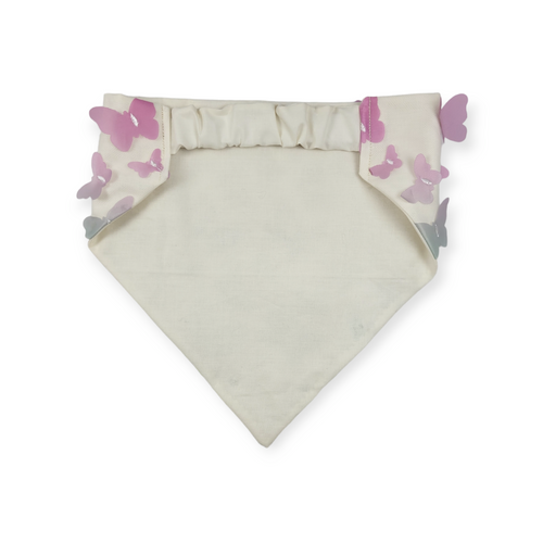 3D Pastel Rainbow Butterflies on Bone Slip-on Scrunchie Bandana (Large)