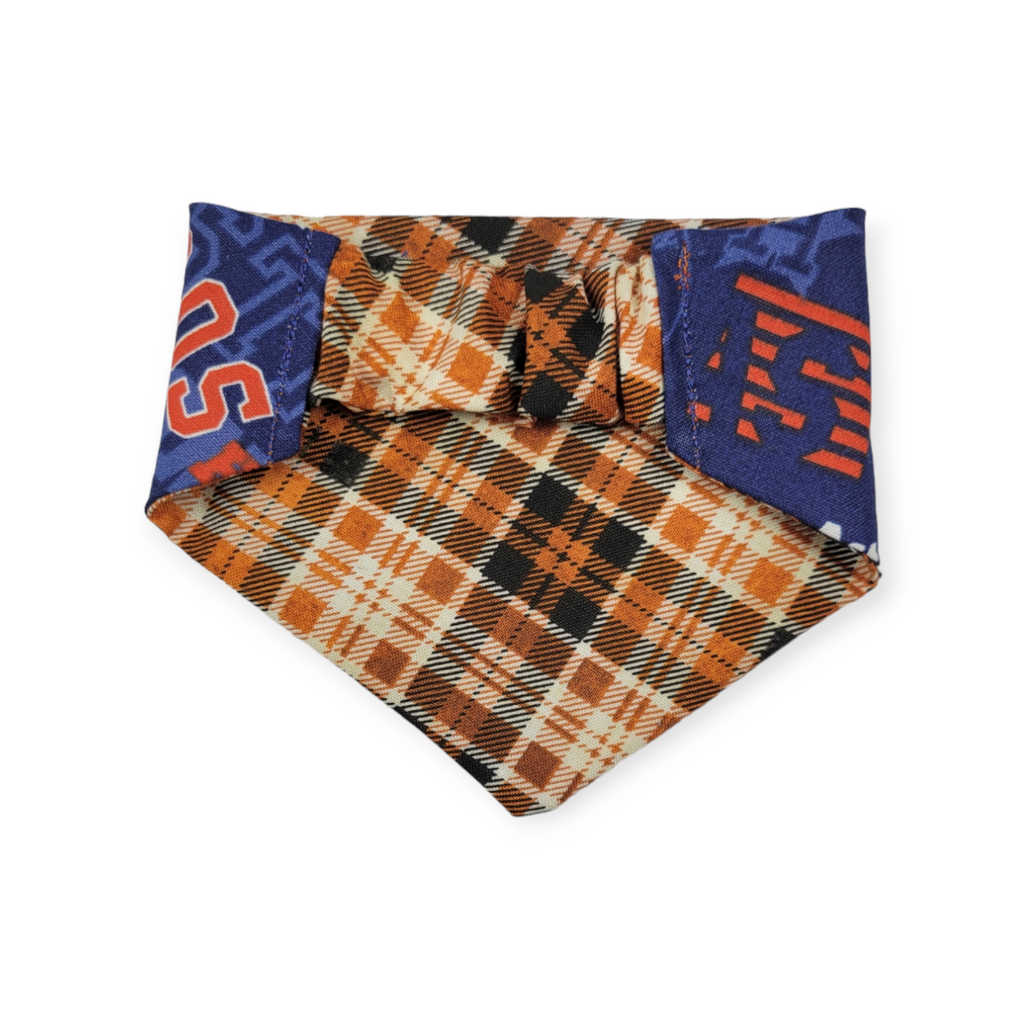 Astros/ Orange Plaid Slip-on Scrunchie Bandana (X-Small)