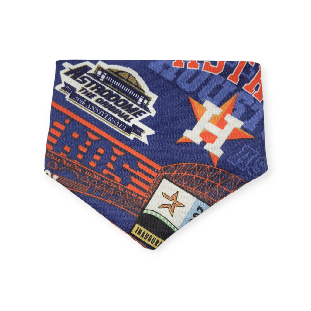 Astros/ Orange Plaid Slip-on Scrunchie Bandana (X-Small)