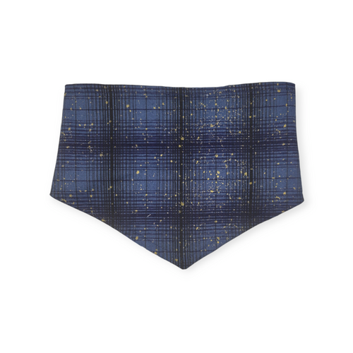 Bluebonnets & Butterflies/Navy Plaid Reversible Tie-on Bandana (Small)
