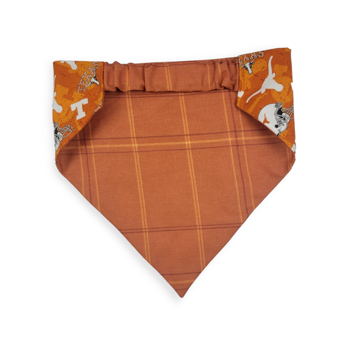 Longhorns/Orange Plaid Slip-on Scrunchie Bandana (Large)