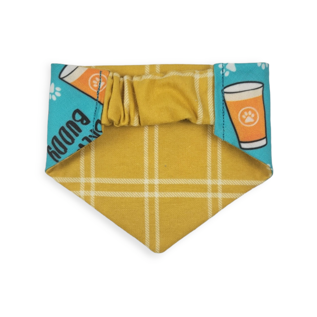 Brewery Buddy/Mustard Plaid Slip-on Scrunchie Bandana (X-Small)
