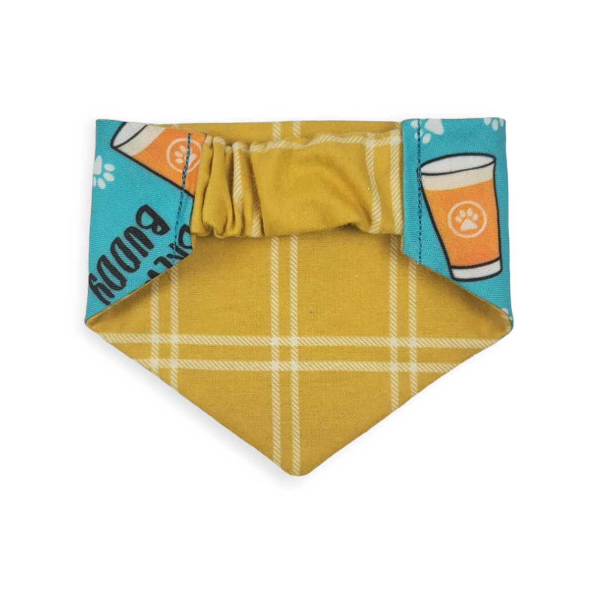 Brewery Buddy/Mustard Plaid Slip-on Scrunchie Bandana (X-Small)