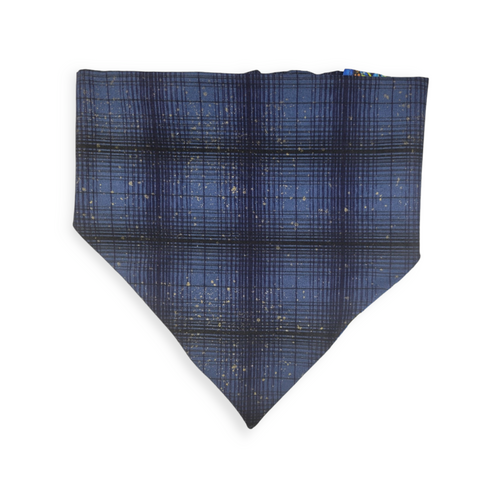 Bluebonnets & Butterflies/Navy Plaid Slip-on Scrunchie Bandana (Large)