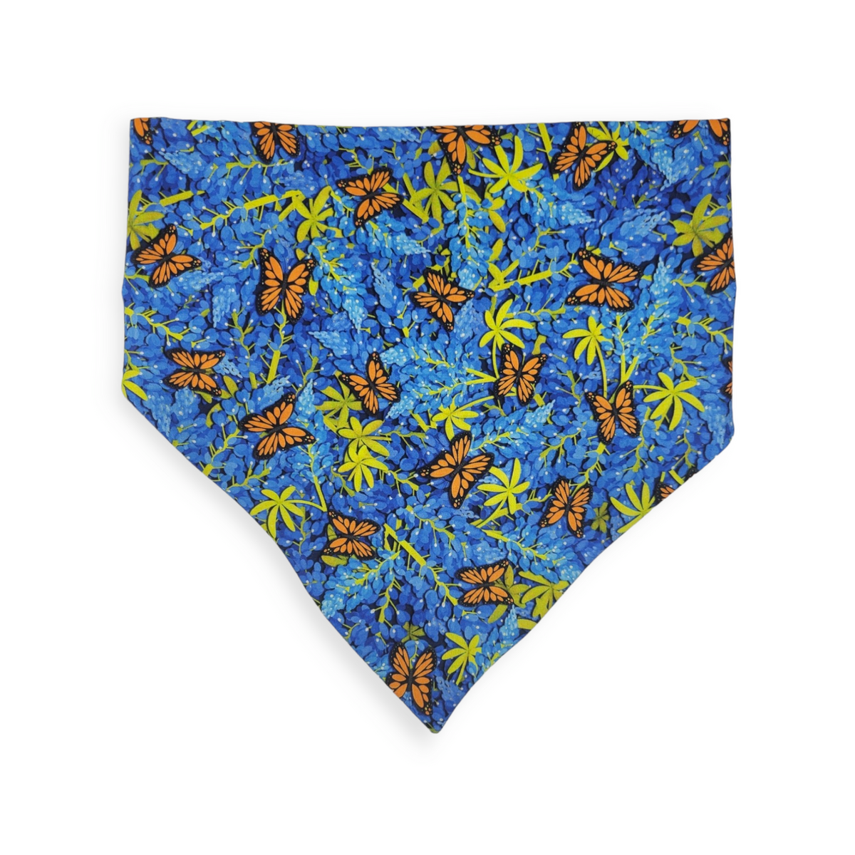 Bluebonnets & Butterflies/Navy Plaid Slip-on Scrunchie Bandana (Large/X-Large)
