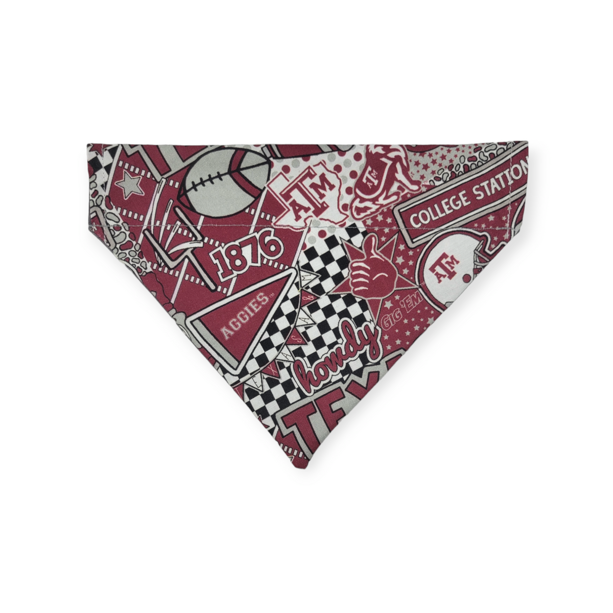 Aggies/ Charcoal Plaid Reversible Slide-on Bandana  (Small)