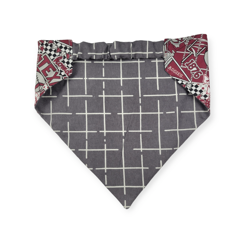 Aggies/ Charcoal Plaid Slip-on Scrunchie Bandana (X-Large)
